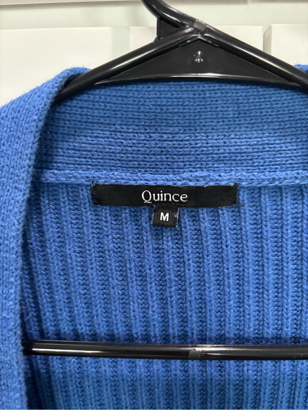 Quince Women's Ribbed Open Front Cardigan - Blue - Picture 2 of 4